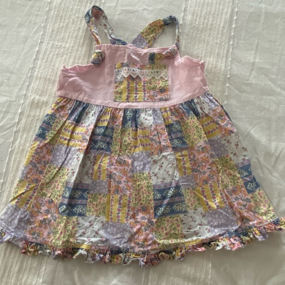 Vintage Pink and Yellow patchwork Sleeveless Sundress